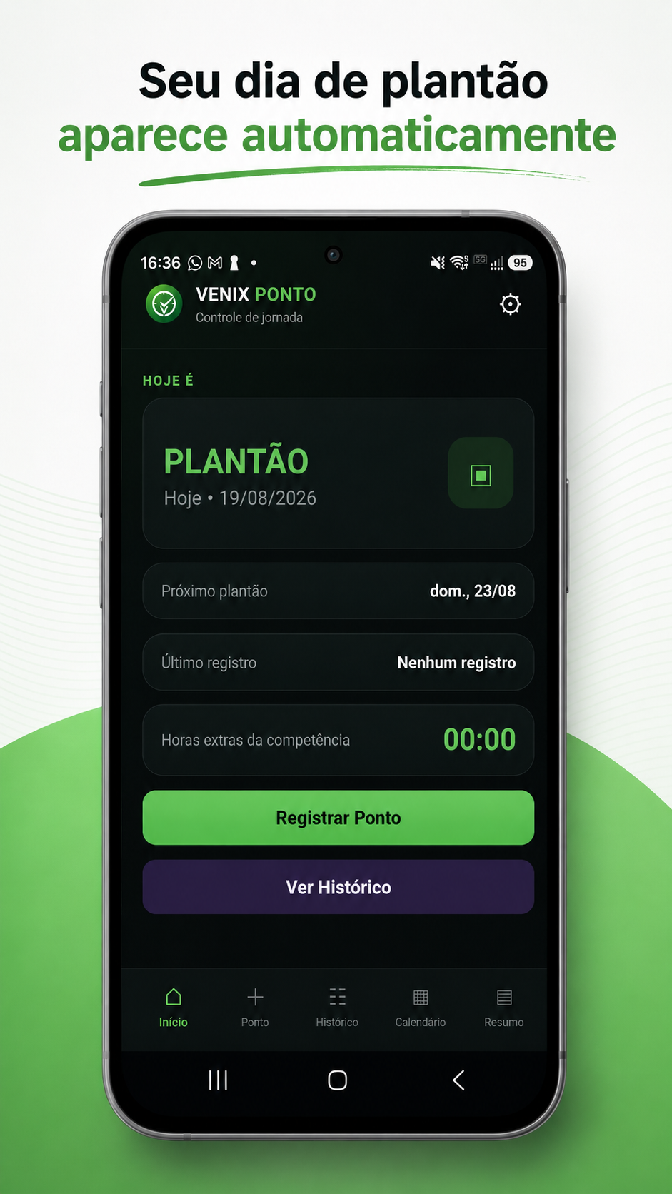 Venix Ponto - tela inicial com plantão do dia